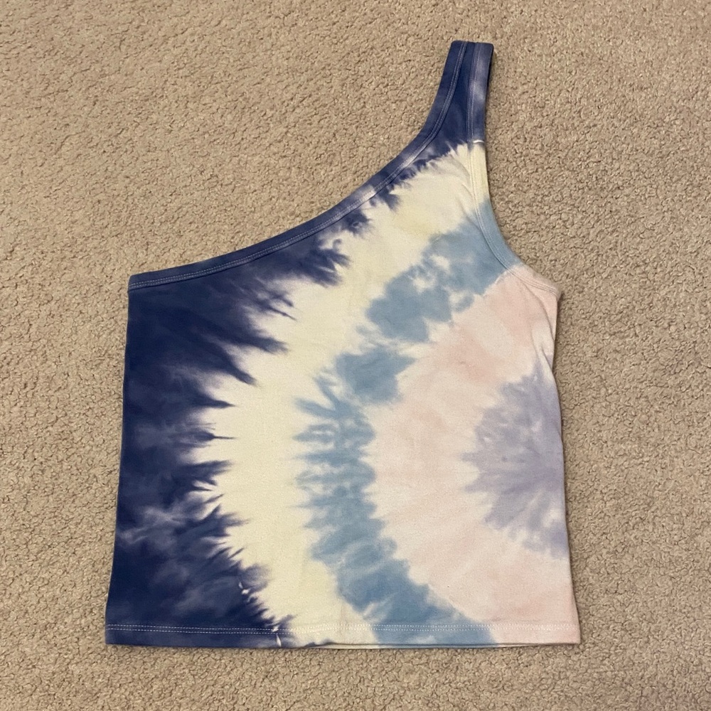 American Eagle Outfitters Blue and Pink Tie-Dye Crop Top